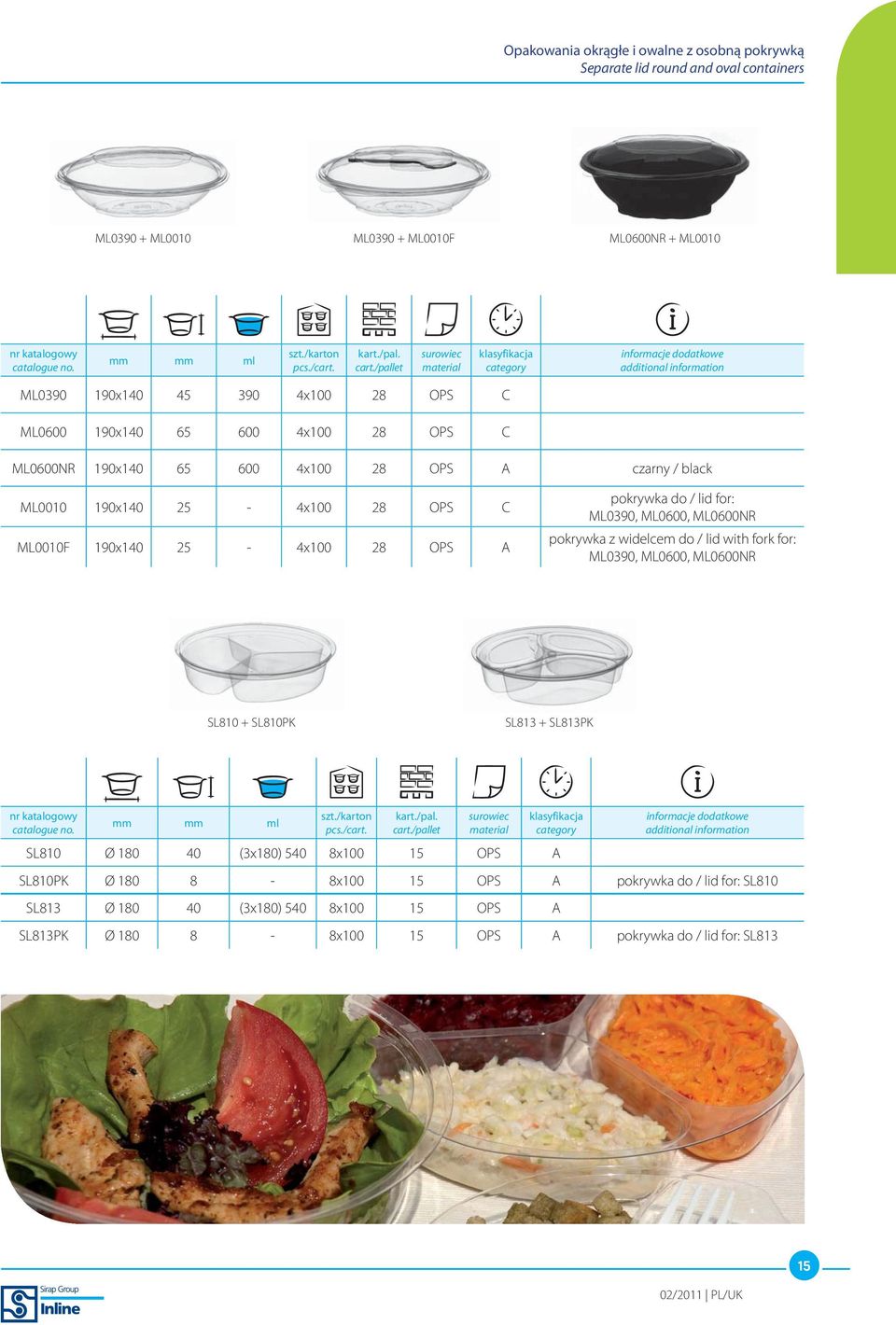 for: ML0390, ML0600, ML0600NR pokrywka z widelcem do / lid with fork for: ML0390, ML0600, ML0600NR SL810 + SL810PK SL813 + SL813PK ml SL810 Ø 180 40 (3x180) 540 8x100 15 OPS A