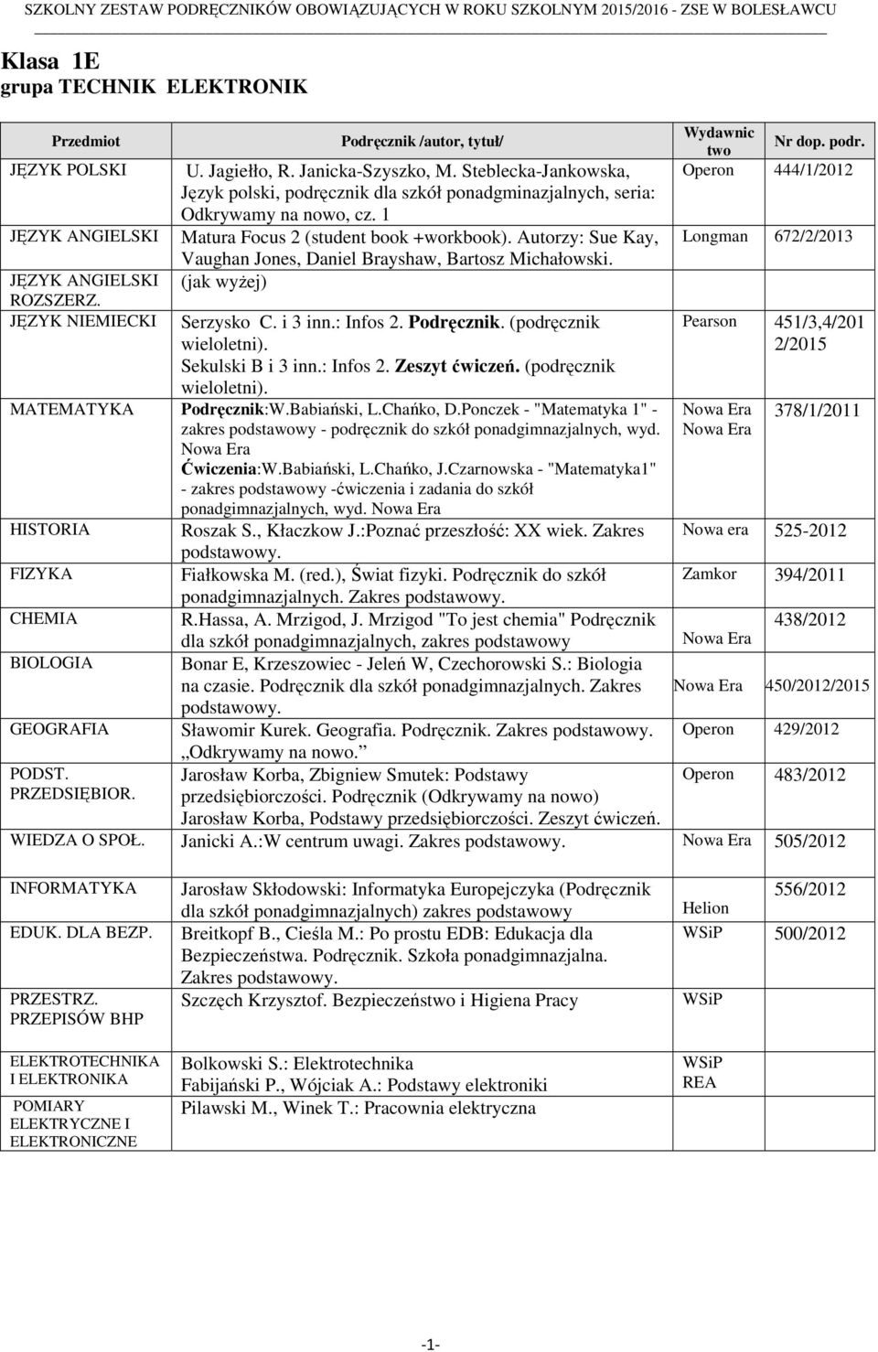 : Infos 2. Zeszyt ćwiczeń. (podręcznik Podręcznik:W.Babiański, L.Chańko, D.Ponczek - "Matematyka 1" - zakres podstawowy - podręcznik do szkół ponadgimnazjalnych, wyd. Ćwiczenia:W.Babiański, L.Chańko, J.