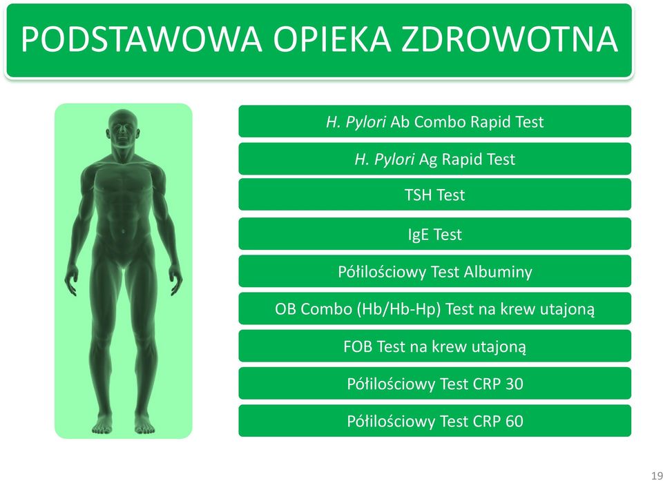 Albuminy OB Combo (Hb/Hb-Hp) Test na krew utajoną FOB Test na