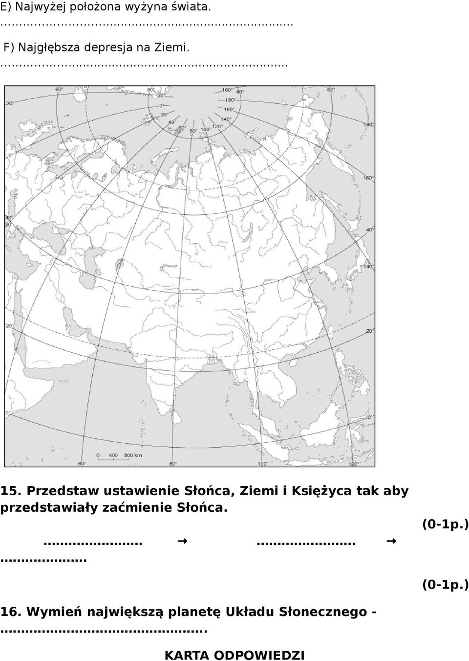 Przedstaw ustawienie Słońca, Ziemi i Księżyca tak aby