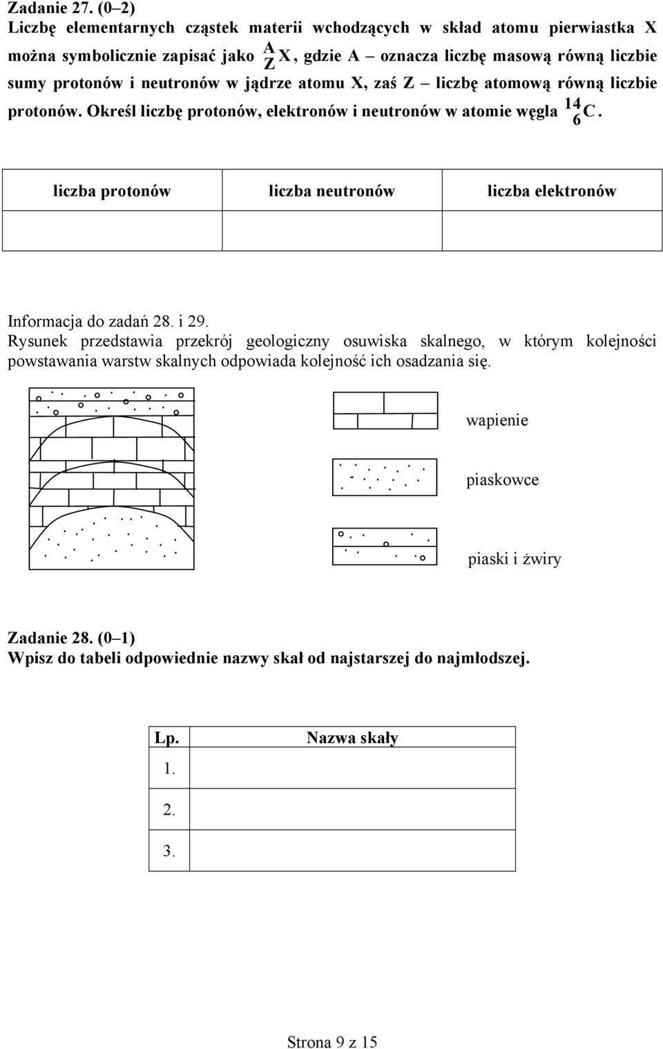 neutronów w jądrze atomu X, zaś Z liczbę atomową równą liczbie protonów. Określ liczbę protonów, elektronów i neutronów w atomie węgla 14 C 6.