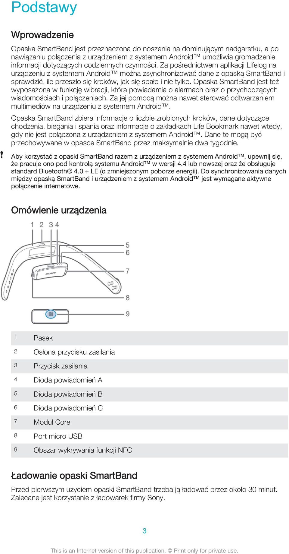 Za pośrednictwem aplikacji Lifelog na urządzeniu z systemem Android można zsynchronizować dane z opaską SmartBand i sprawdzić, ile przeszło się kroków, jak się spało i nie tylko.