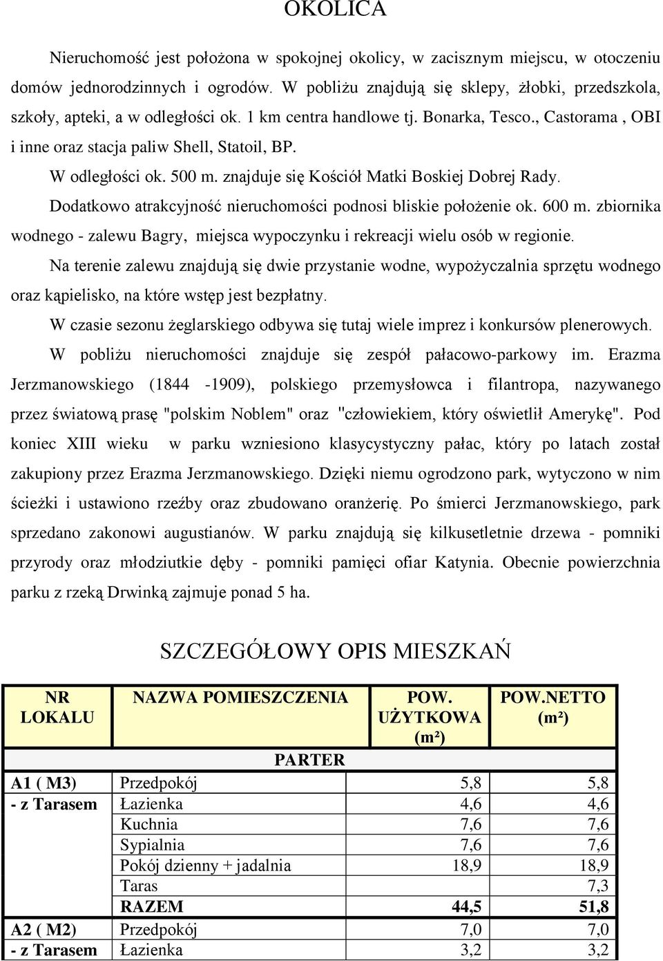 W odległości ok. 500 m. znajduje się Kościół Matki Boskiej Dobrej Rady. Dodatkowo atrakcyjność nieruchomości podnosi bliskie położenie ok. 600 m.