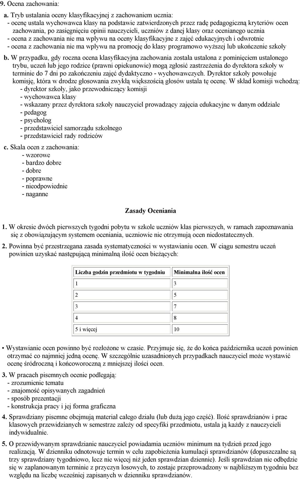 nauczycieli, uczniów z danej klasy oraz ocenianego ucznia - ocena z zachowania nie ma wpływu na oceny klasyfikacyjne z zajęć edukacyjnych i odwrotnie - ocena z zachowania nie ma wpływu na promocję do