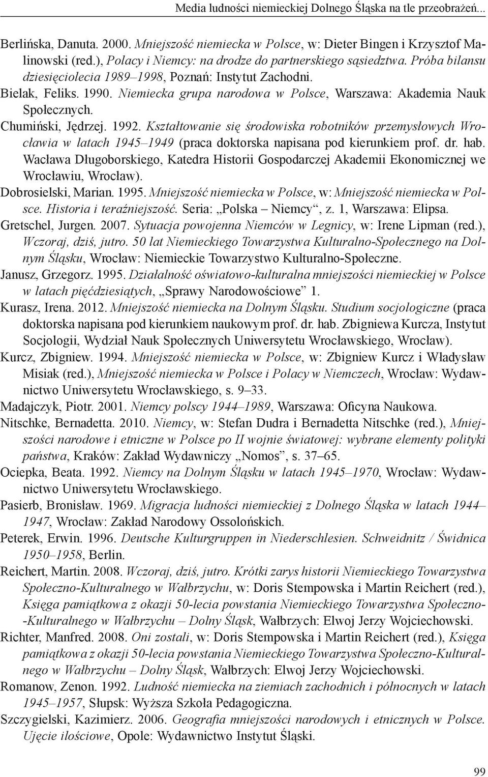 Niemiecka grupa narodowa w Polsce, Warszawa: Akademia Nauk Społecznych. Chumiński, Jędrzej. 1992.