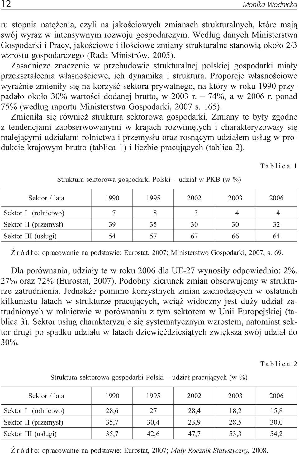 Zasadnicze znaczenie w przebudowie strukturalnej polskiej gospodarki mia³y przekszta³cenia w³asnoœciowe, ich dynamika i struktura.