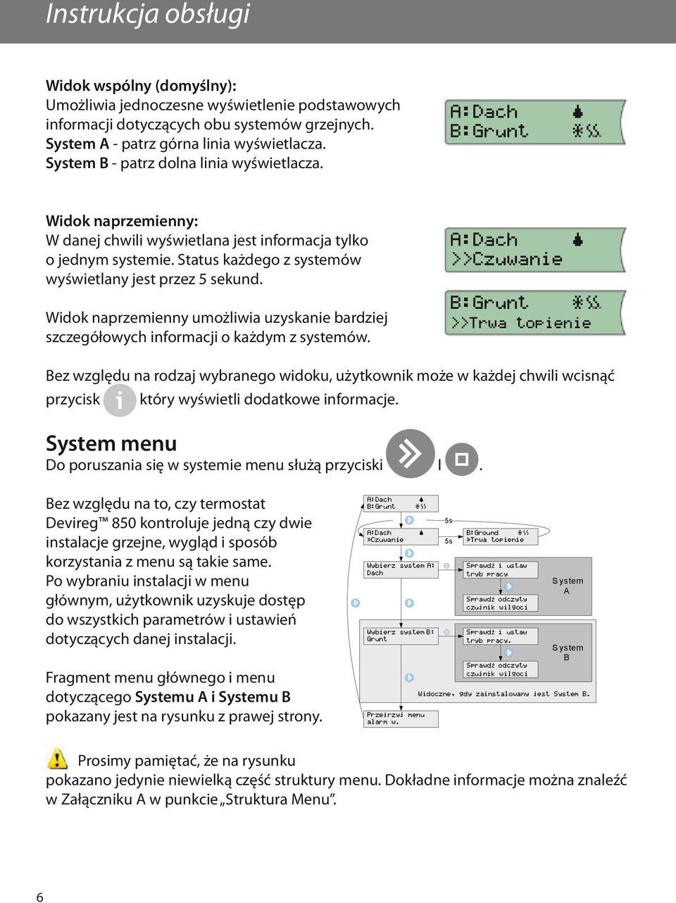 Status każdego z systemów wyświetlany jest przez 5 sekund. Widok naprzemienny umożliwia uzyskanie bardziej szczegółowych informacji o każdym z systemów.