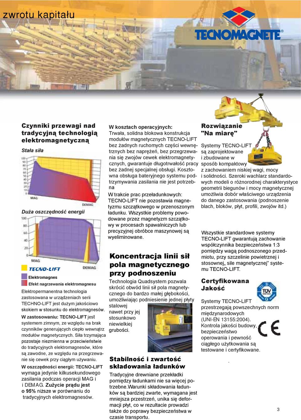 W zastosowaniu: TECNO-LIFT jest systemem zimnym, ze względu na brak czynników generujących ciepło wewnątrz modułów magnetycznych.