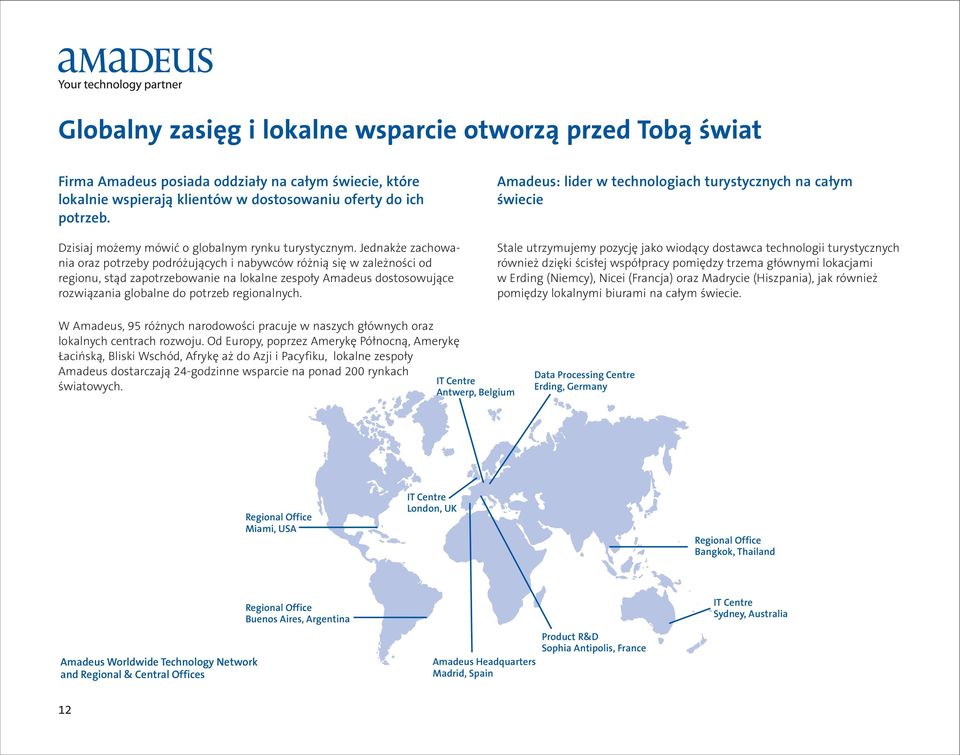 Jednak e zachowania oraz potrzeby podró uj¹cych i nabywców ró ni¹ siê w zale noœci od regionu, st¹d zapotrzebowanie na lokalne zespo³y Amadeus dostosowuj¹ce rozwi¹zania globalne do potrzeb