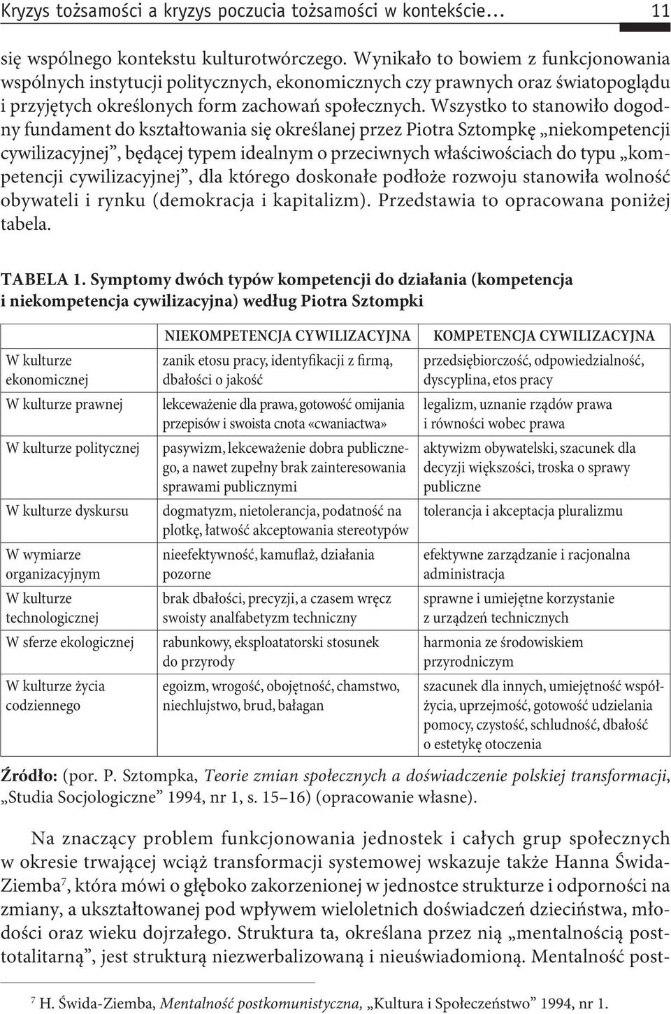 Wszystko to stanowiło dogodny fundament do kształtowania się określanej przez Piotra Sztompkę niekompetencji cywilizacyjnej, będącej typem idealnym o przeciwnych właściwościach do typu kompetencji