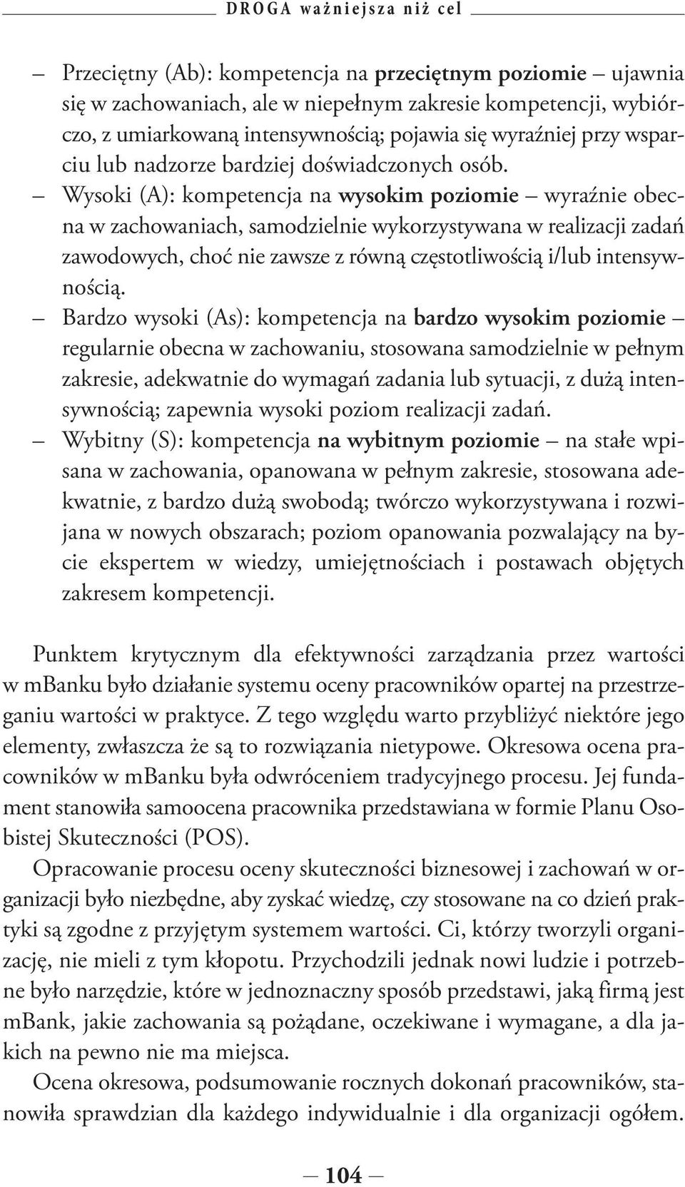 Wysoki (A): kompetencja na wysokim poziomie wyraźnie obecna w zachowaniach, samodzielnie wykorzystywana w realizacji zadań zawodowych, choć nie zawsze z równą częstotliwością i/lub intensywnością.