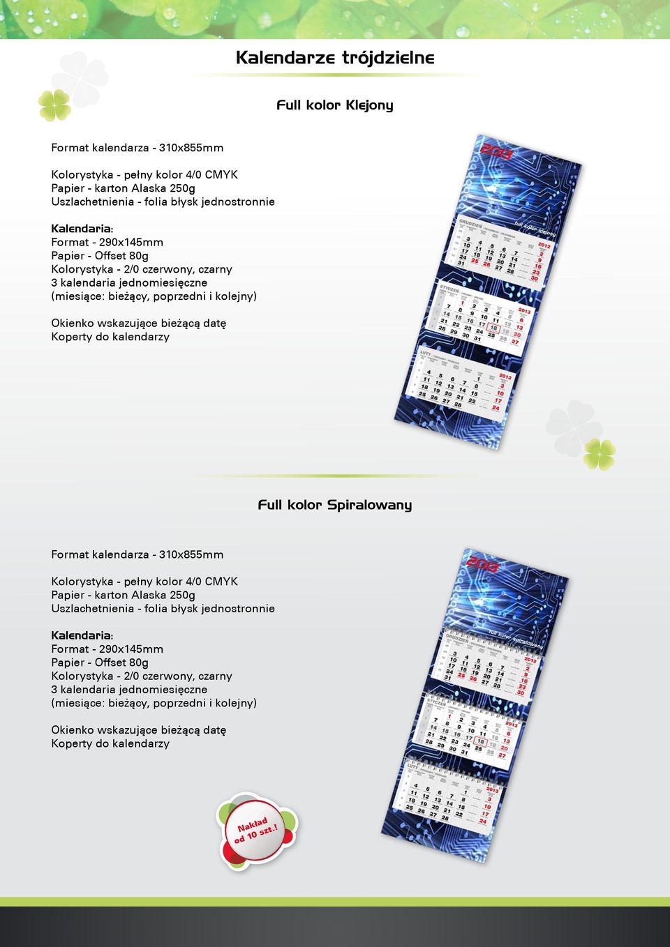 kalendarza - 310x855mm Full