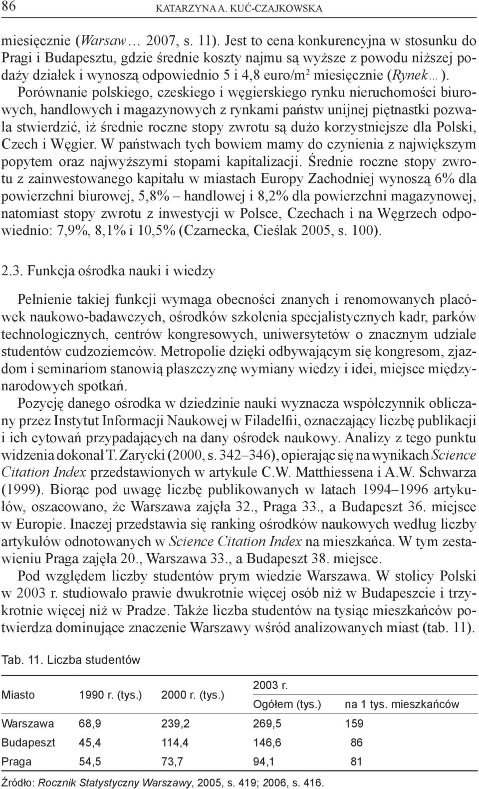 Porównanie polskiego, czeskiego i węgierskiego rynku nieruchomości biurowych, handlowych i magazynowych z rynkami państw unijnej piętnastki pozwala stwierdzić, iż średnie roczne stopy zwrotu są dużo