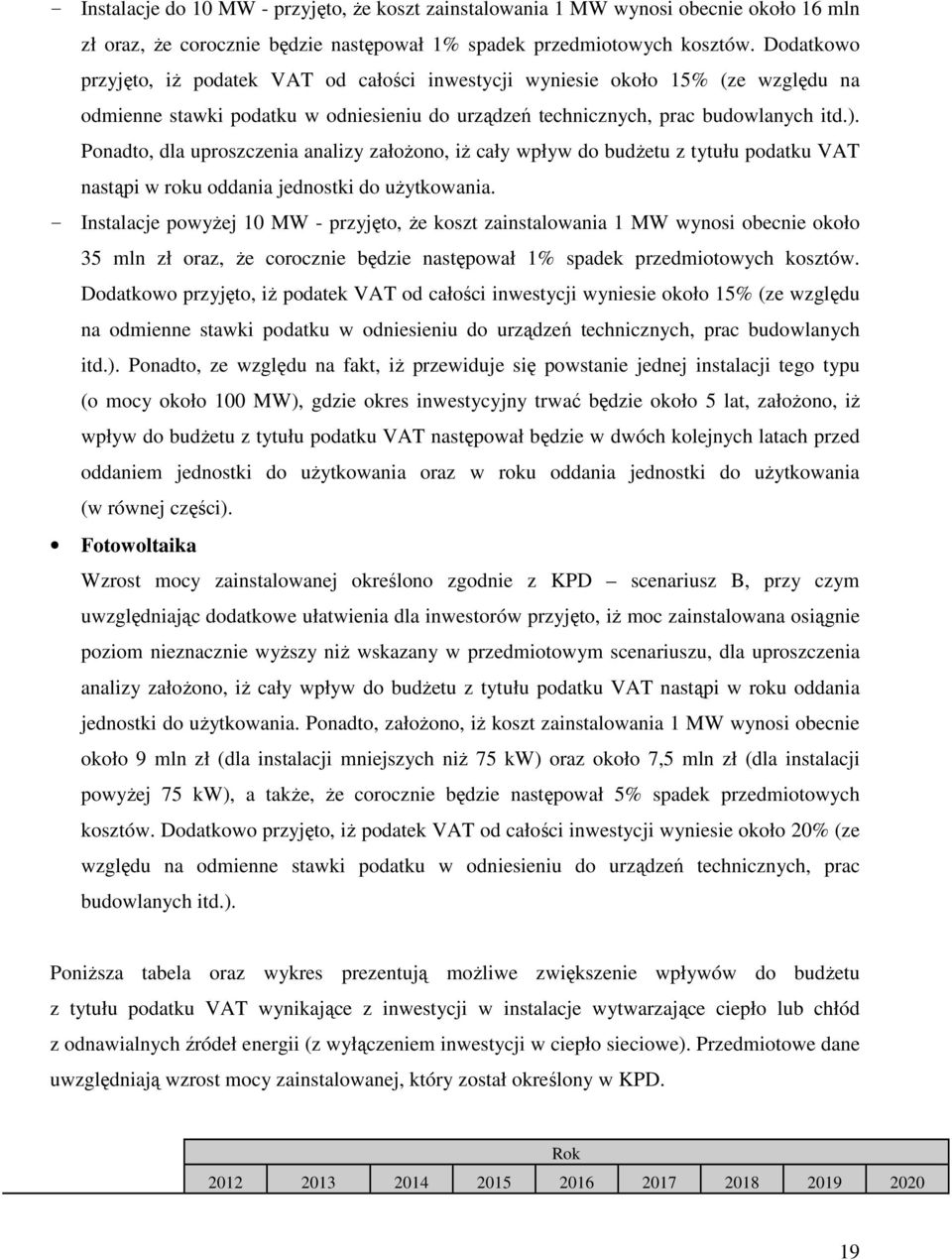 Ponadto, dla uproszczenia analizy założono, iż cały wpływ do budżetu z tytułu podatku VAT nastąpi w roku oddania jednostki do użytkowania.