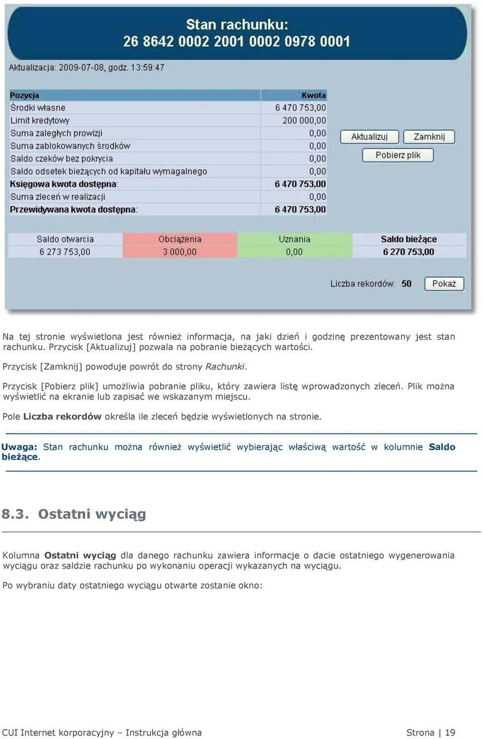 Plik można wyświetlić na ekranie lub zapisać we wskazanym miejscu. Pole Liczba rekordów określa ile zleceń będzie wyświetlonych na stronie.