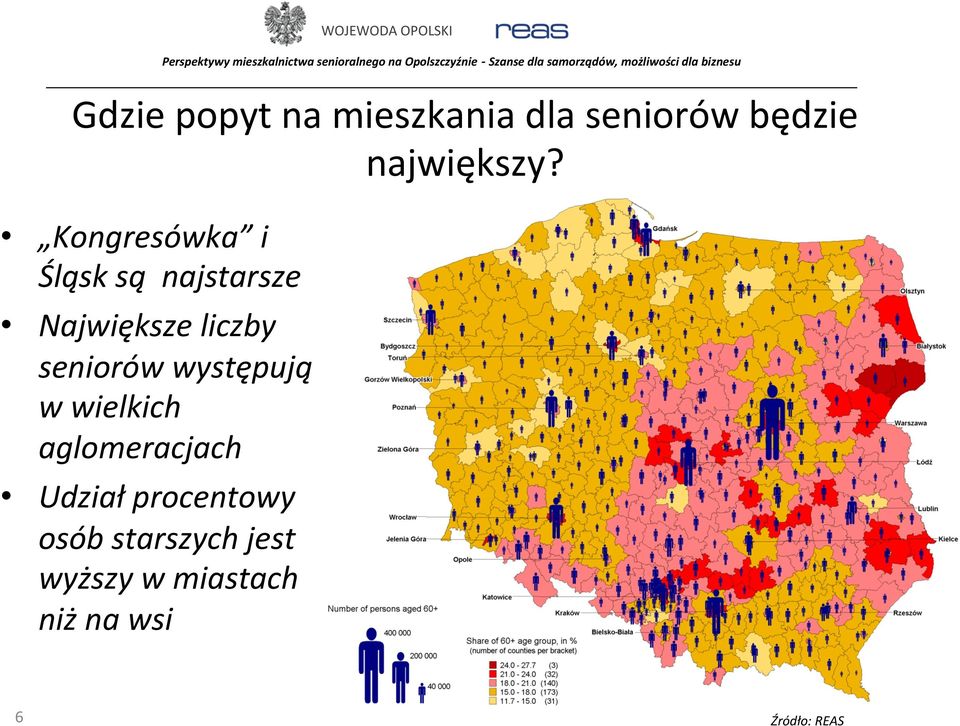 seniorów występują w wielkich aglomeracjach Udział