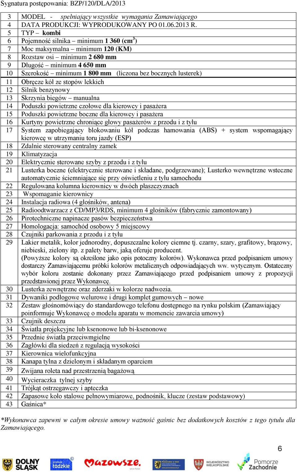 lusterek) 11 Obręcze kół ze stopów lekkich 12 Silnik benzynowy 13 Skrzynia biegów manualna 14 Poduszki powietrzne czołowe dla kierowcy i pasażera 15 Poduszki powietrzne boczne dla kierowcy i pasażera