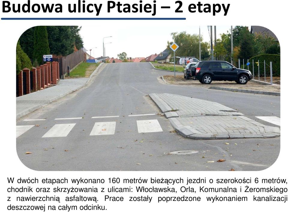 ulicami: Włocławska, Orla, Komunalna i śeromskiego z nawierzchnią