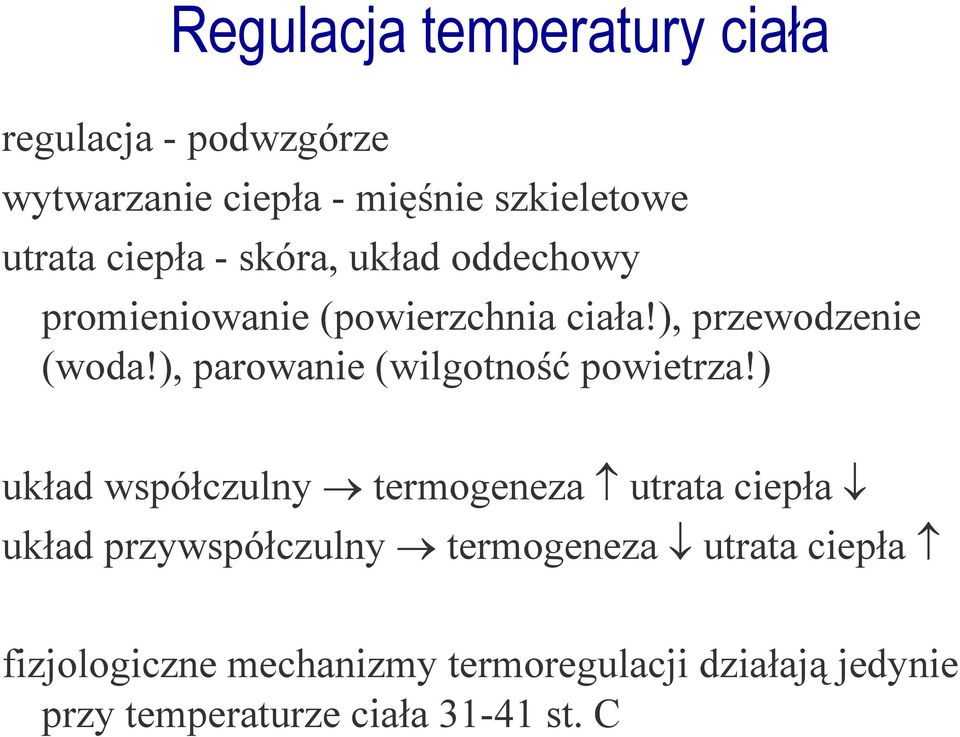 ), parowanie (wilgotność powietrza!