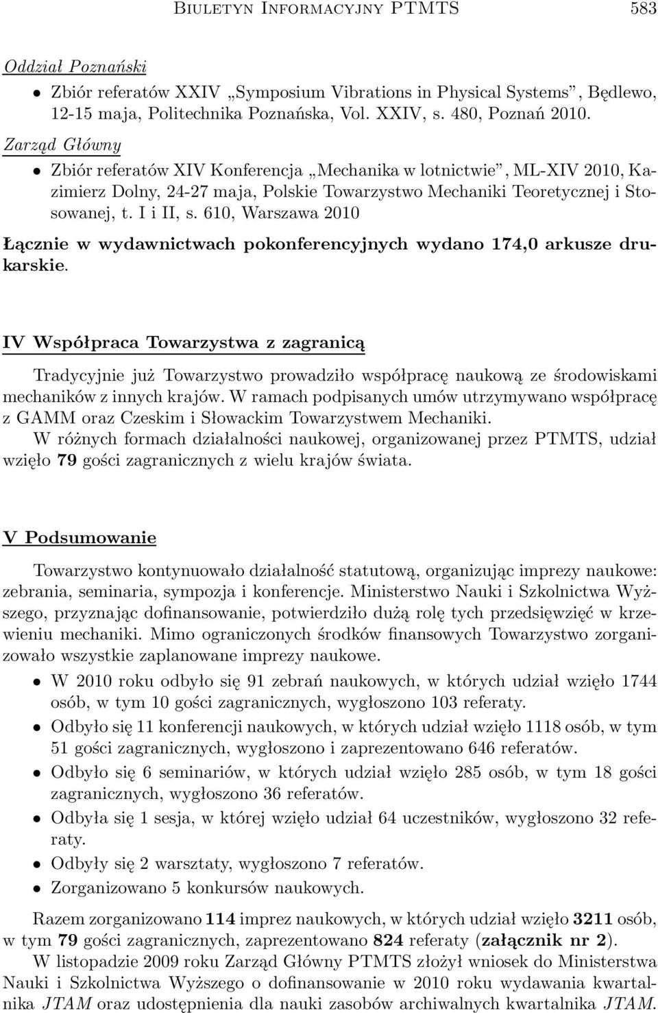 610,Warszawa2010 Łącznie w wydawnictwach pokonferencyjnych wydano 174,0 arkusze drukarskie.