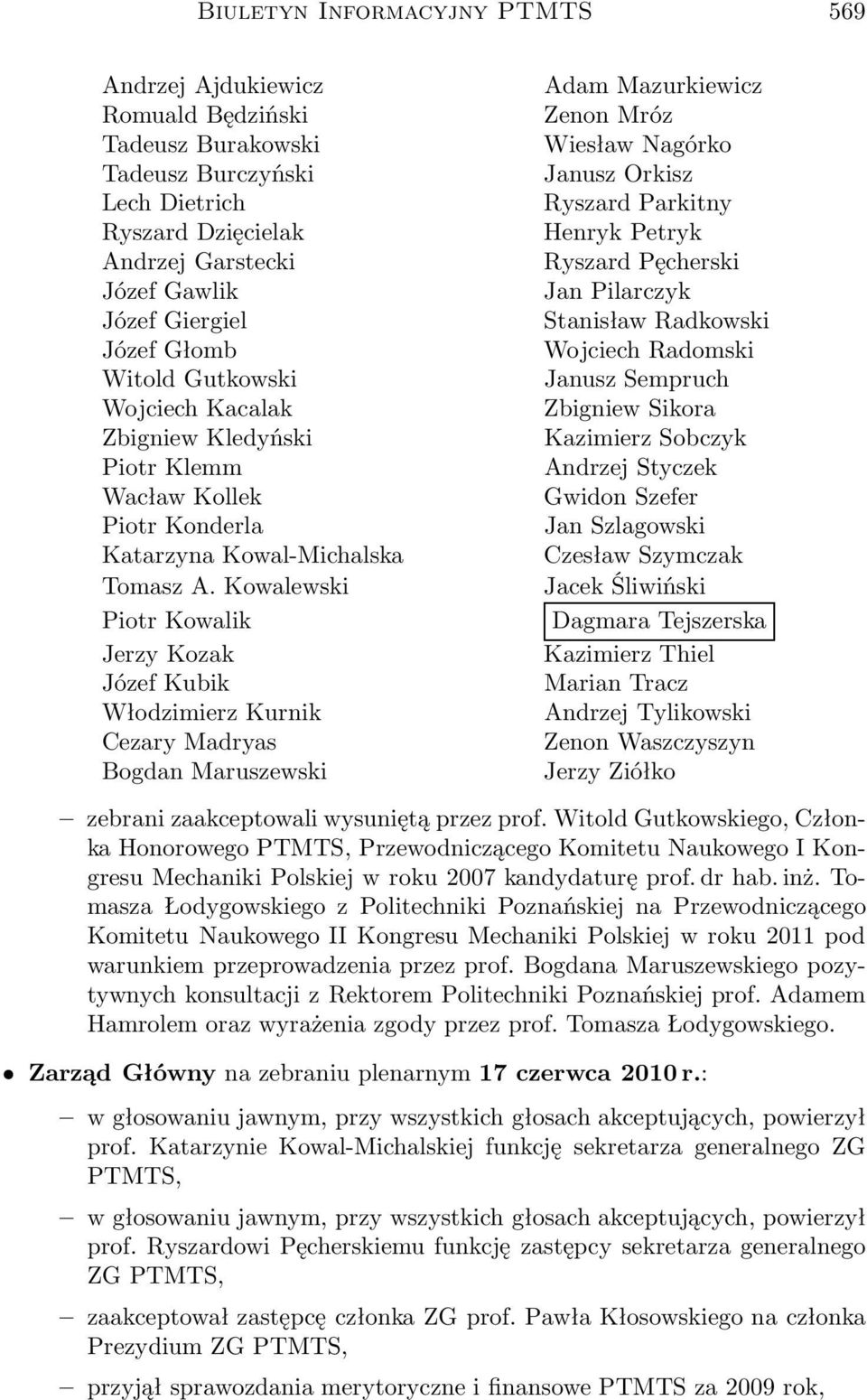 Kowalewski Piotr Kowalik Jerzy Kozak Józef Kubik Włodzimierz Kurnik Cezary Madryas Bogdan Maruszewski Adam Mazurkiewicz Zenon Mróz Wiesław Nagórko Janusz Orkisz Ryszard Parkitny Henryk Petryk Ryszard