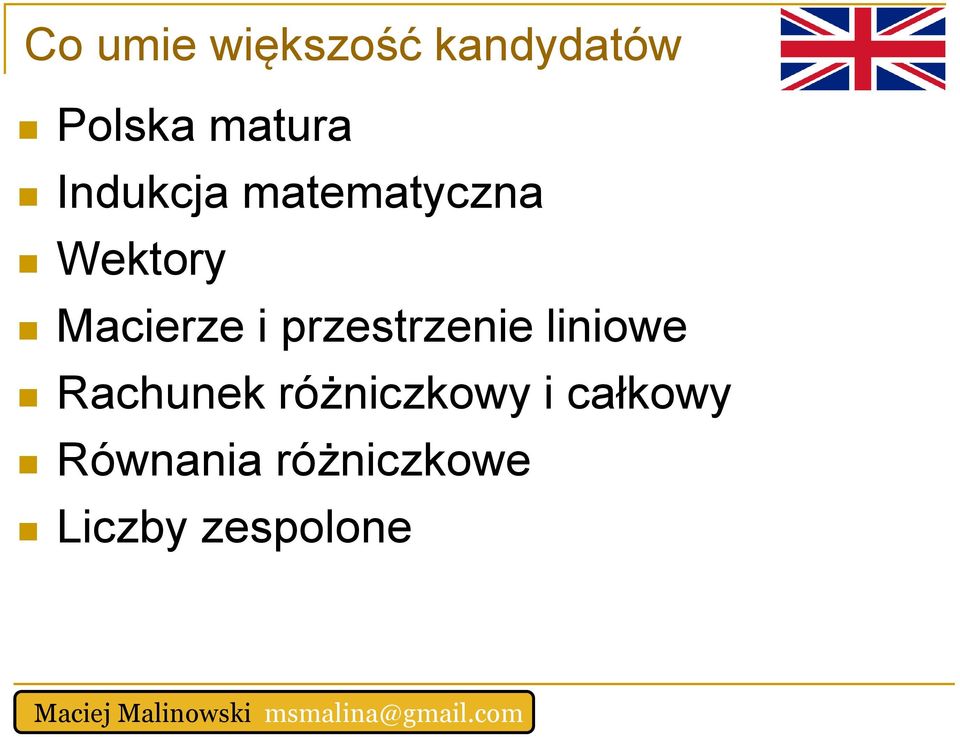 przestrzenie liniowe Rachunek różniczkowy i