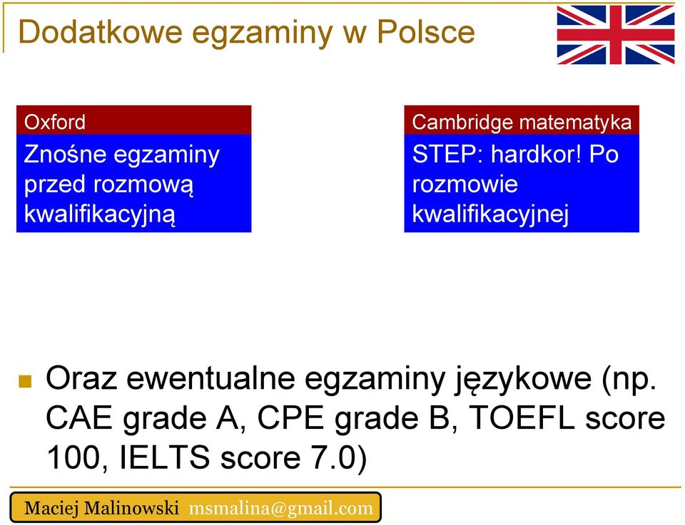 Po rozmowie kwalifikacyjnej Oraz ewentualne egzaminy