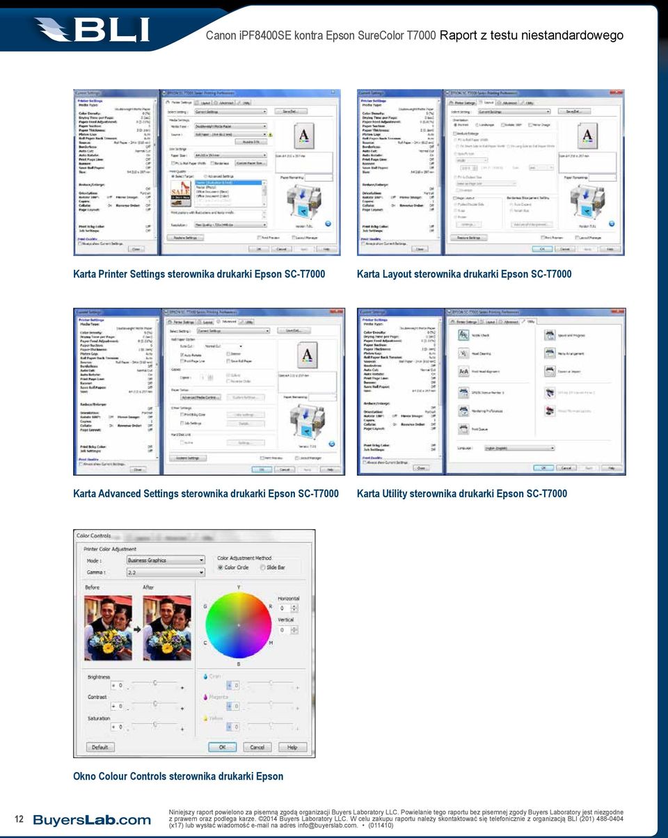 sterownika drukarki Epson SC-T7000 Karta Utility sterownika