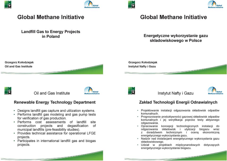 Performs landfill gas modeling and gas pump tests for verification of gas production.