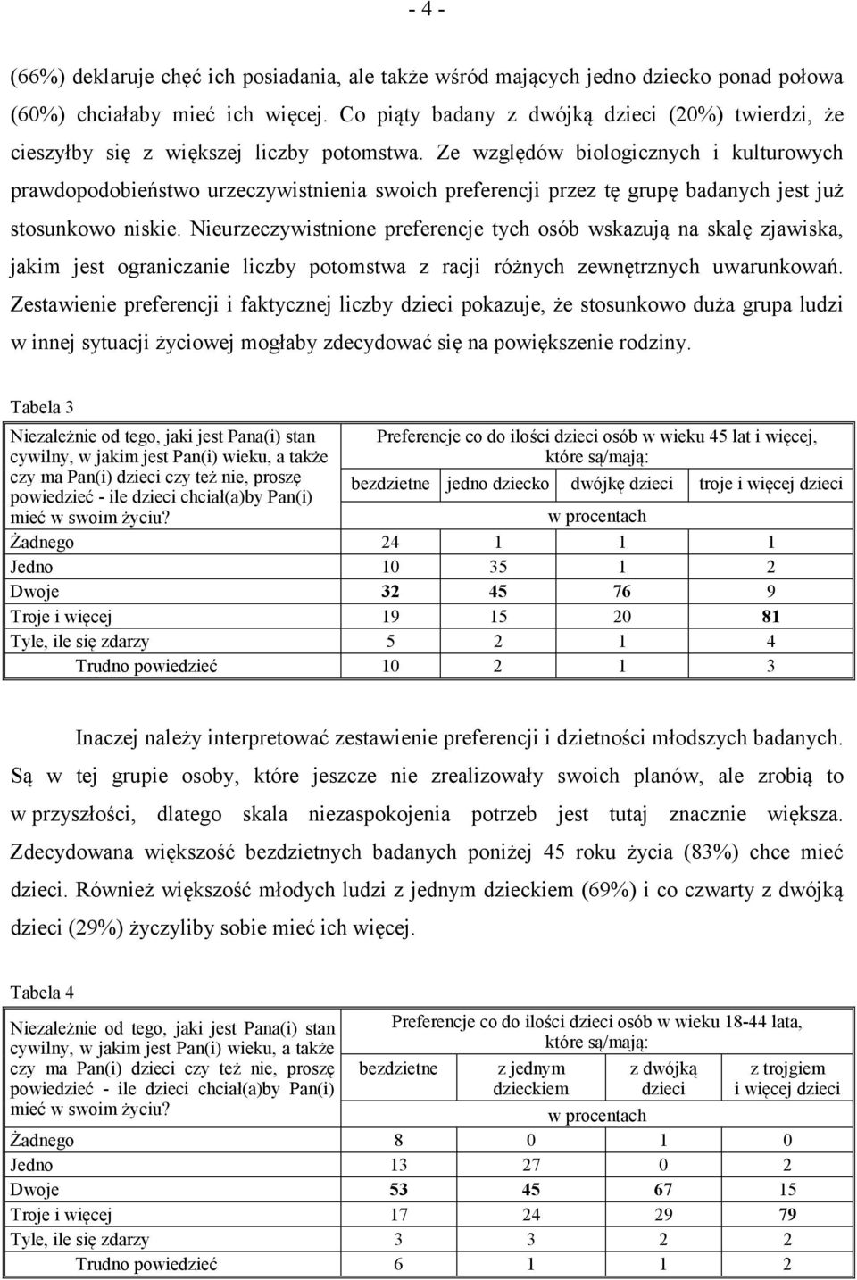 Ze względów biologicznych i kulturowych prawdopodobieństwo urzeczywistnienia swoich preferencji przez tę grupę badanych jest już stosunkowo niskie.