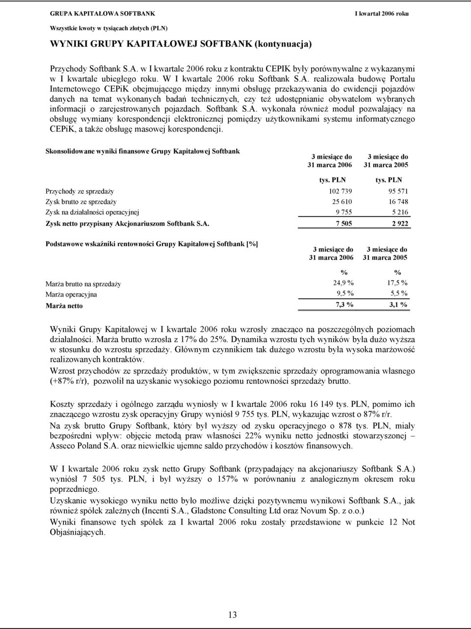 realizowała budowę Portalu Internetowego CEPiK obejmującego między innymi obsługę przekazywania do ewidencji pojazdów danych na temat wykonanych badań technicznych, czy też udostępnianie obywatelom