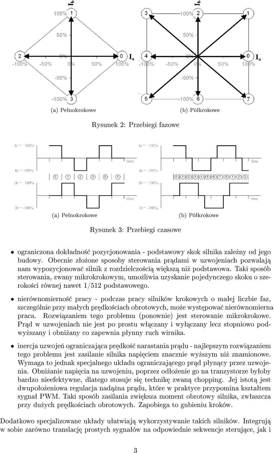 Taki sposób sterowania, zwany mikrokrokowym, umo»liwia uzyskanie pojedynczego skoku o szeroko±ci równej nawet 1/512 podstawowego.