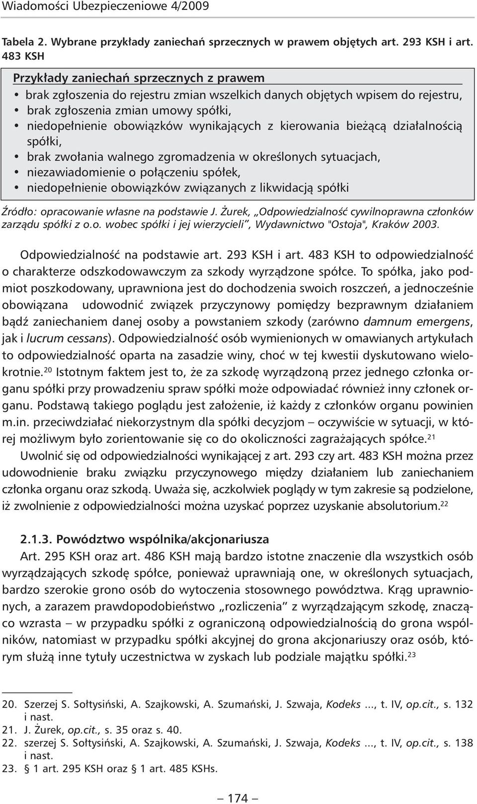 wynikających z kierowania bieżącą działalnością spółki, brak zwołania walnego zgromadzenia w określonych sytuacjach, niezawiadomienie o połączeniu spółek, niedopełnienie obowiązków związanych z