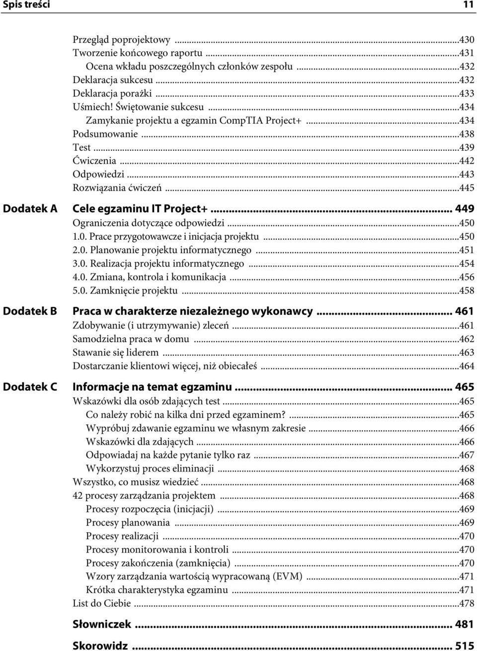 ..445 Dodatek A Cele egzaminu IT Project+... 449 Ograniczenia dotyczące odpowiedzi...450 1.0. Prace przygotowawcze i inicjacja projektu...450 2.0. Planowanie projektu informatycznego...451 3.0. Realizacja projektu informatycznego.