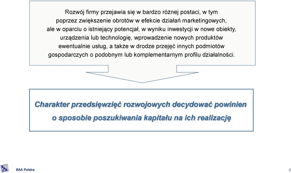 produktów ewentualnie usług, a także w drodze przejęć innych podmiotów gospodarczych o podobnym lub komplementarnym