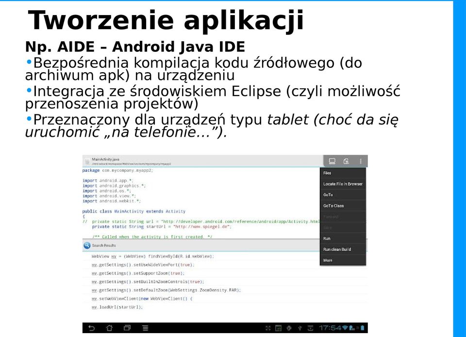 archiwum apk) na urządzeniu Integracja ze środowiskiem Eclipse