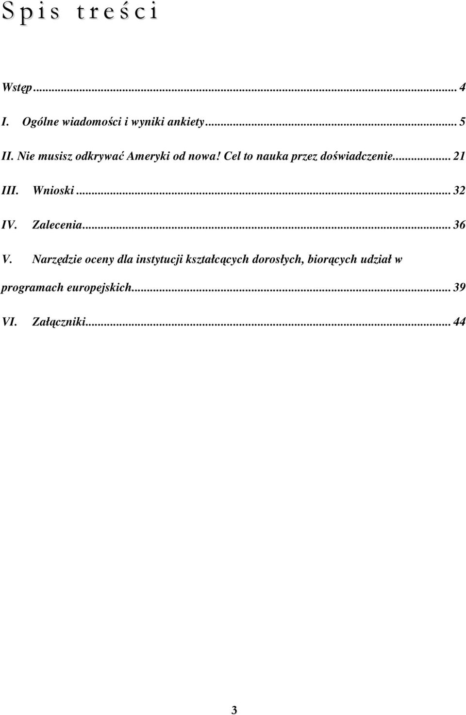 .. 21 III. Wnioski... 32 IV. Zalecenia... 36 V.