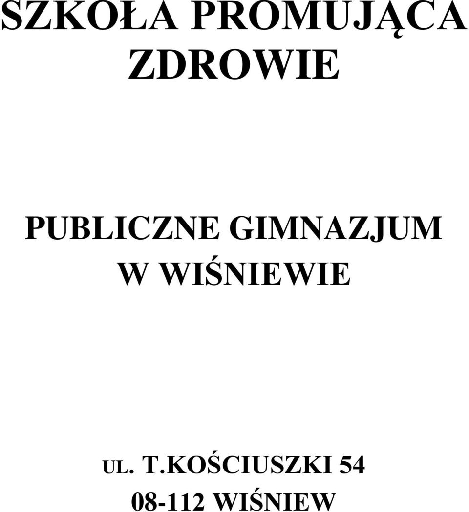 GIMNAZJUM W WIŚNIEWIE