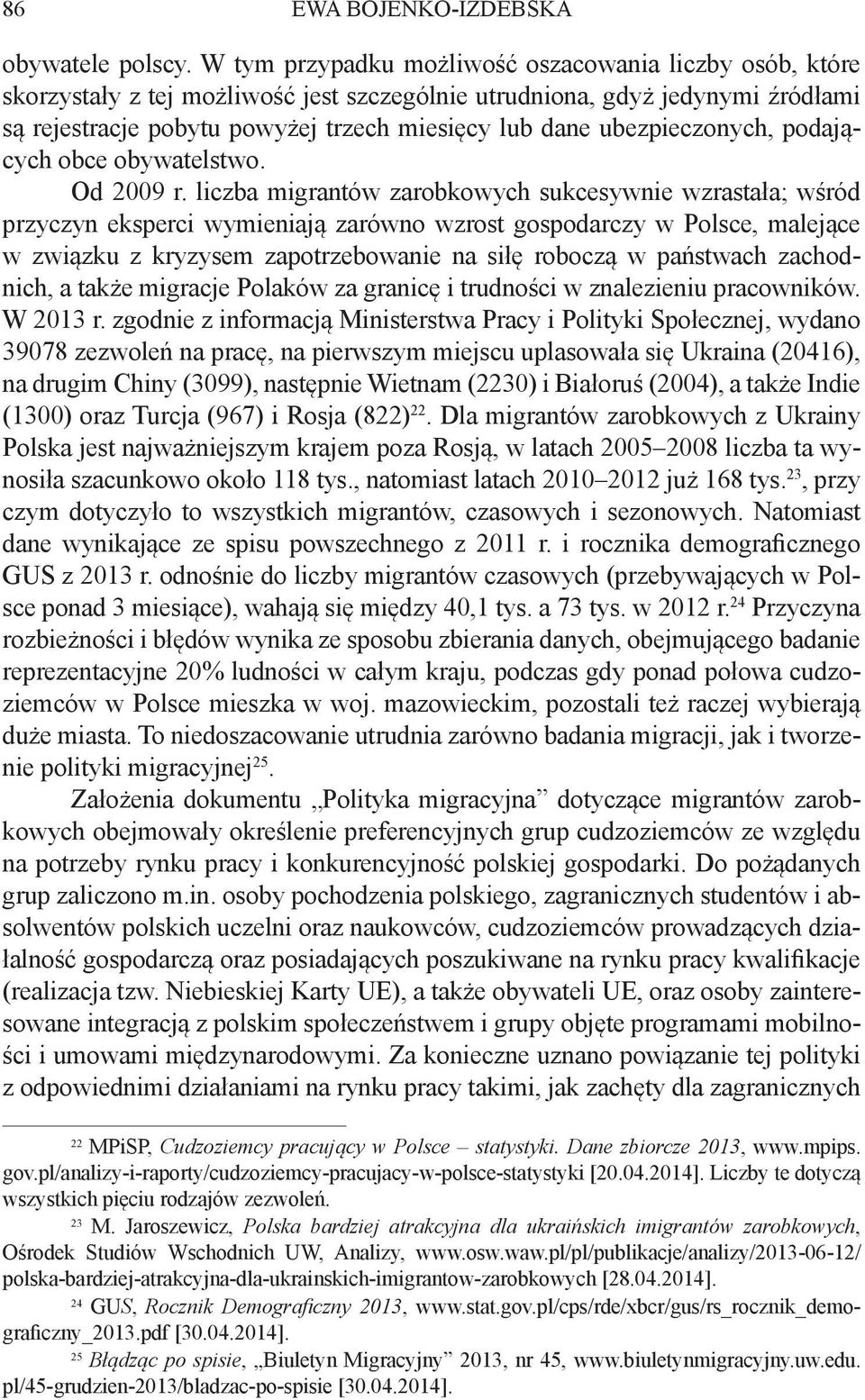 ubezpieczonych, podających obce obywatelstwo. Od 2009 r.