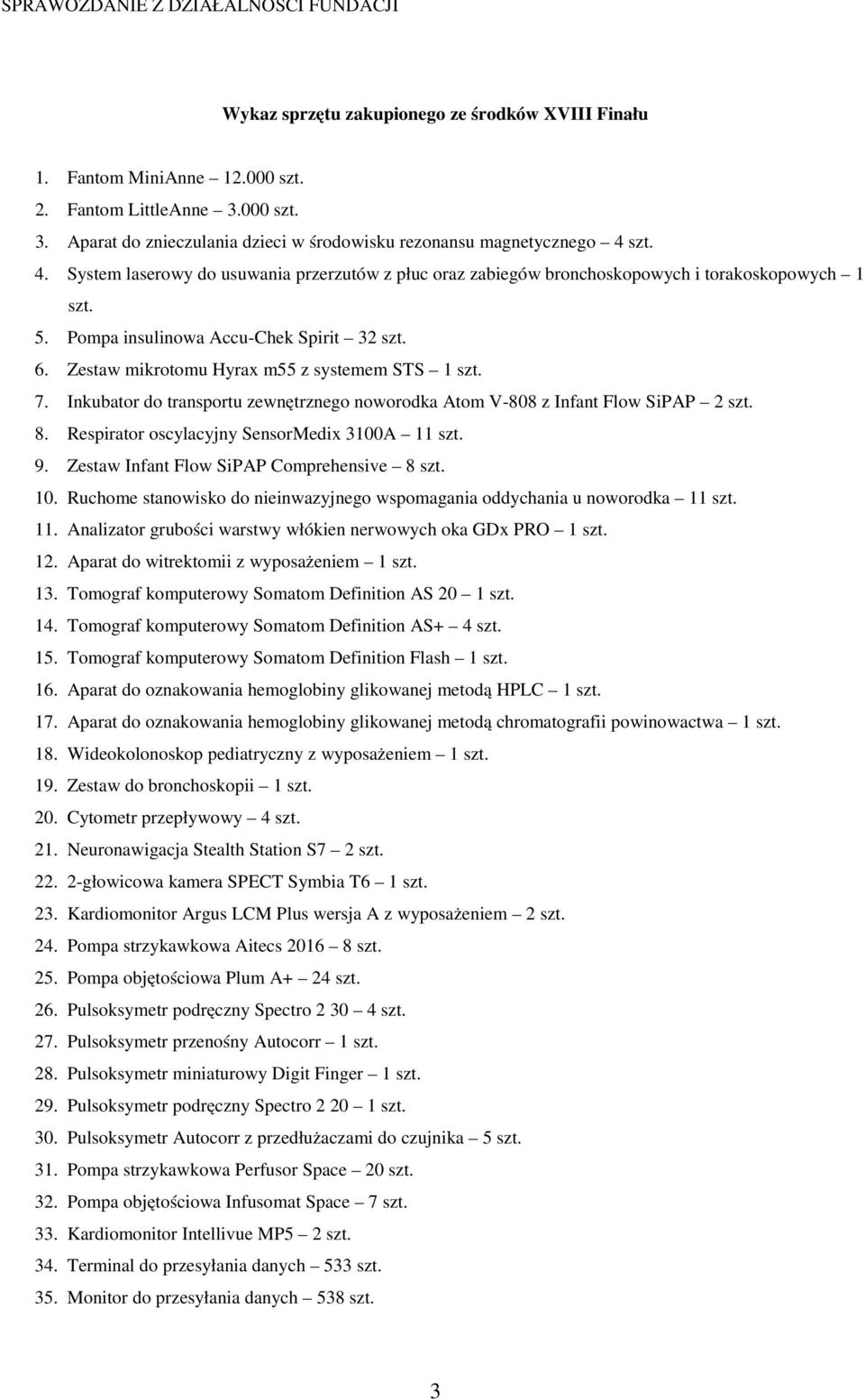 Pompa insulinowa Accu-Chek Spirit 32 szt. 6. Zestaw mikrotomu Hyrax m55 z systemem STS 1 szt. 7. Inkubator do transportu zewnętrznego noworodka Atom V-808 z Infant Flow SiPAP 2 szt. 8.