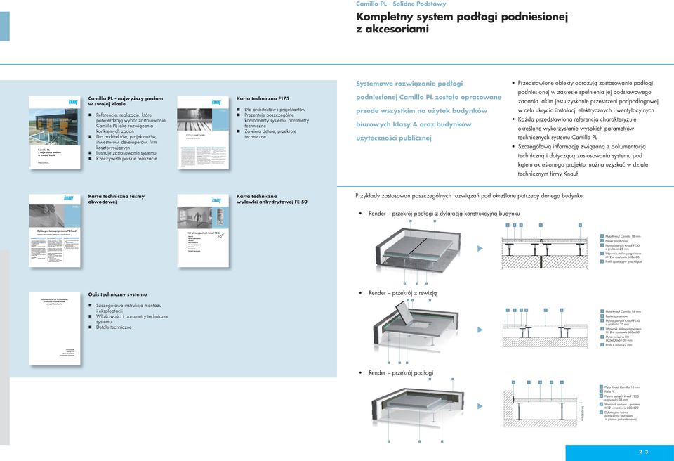 Systemowy element szalunkowy Knauf to - - - 05/2011 Karta techniczna F322 08/2007 Kompletny system podłogi podniesionej z akcesoriami Camillo PL najwyższy poziom w swojej klasie Podłogi podniesione