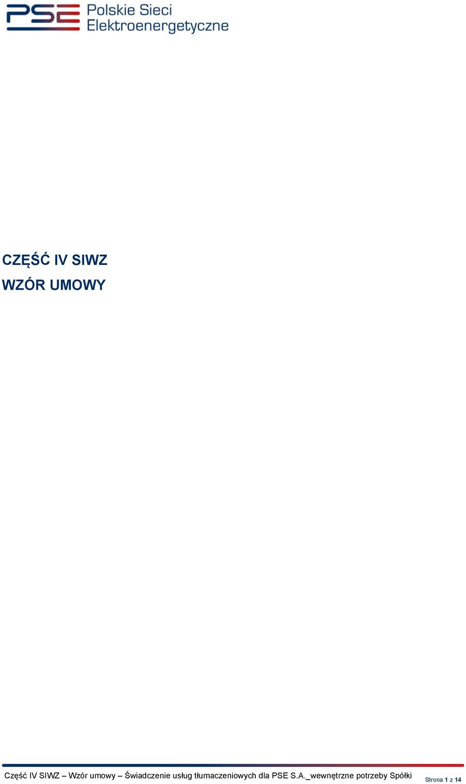 tłumaczeniowych dla PSE S.A.