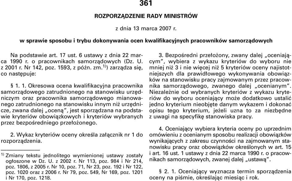 90 r. o pracownikach samorzàdowych (Dz. U. z 2001 r. Nr 14