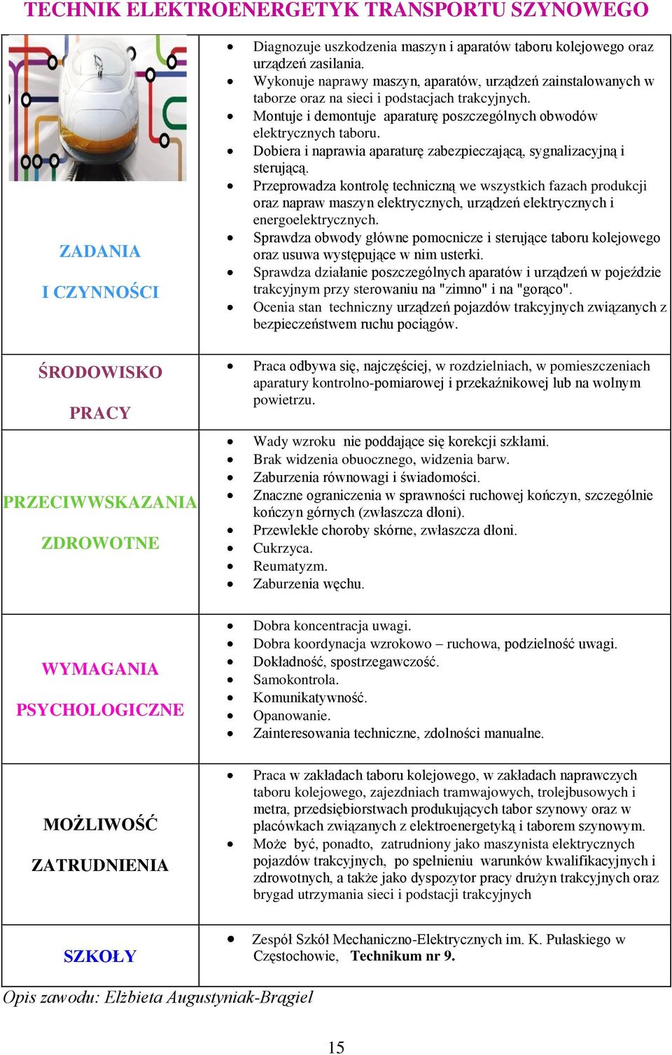 Dobiera i naprawia aparaturę zabezpieczającą, sygnalizacyjną i sterującą.