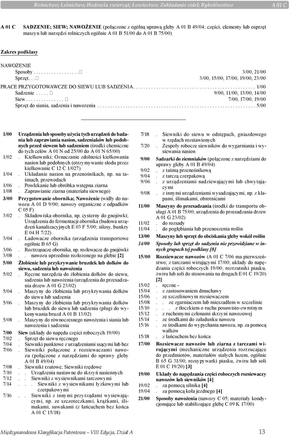 .. 3/00, 15/00, 17/00, 19/00, 23/00 PRACE PRZYGOTOWAWCZE DO SIEWU LUB SADZENIA................................................ 1/00 Sadzenie..... 9/00, 11/00, 13/00, 14/00 Siew.