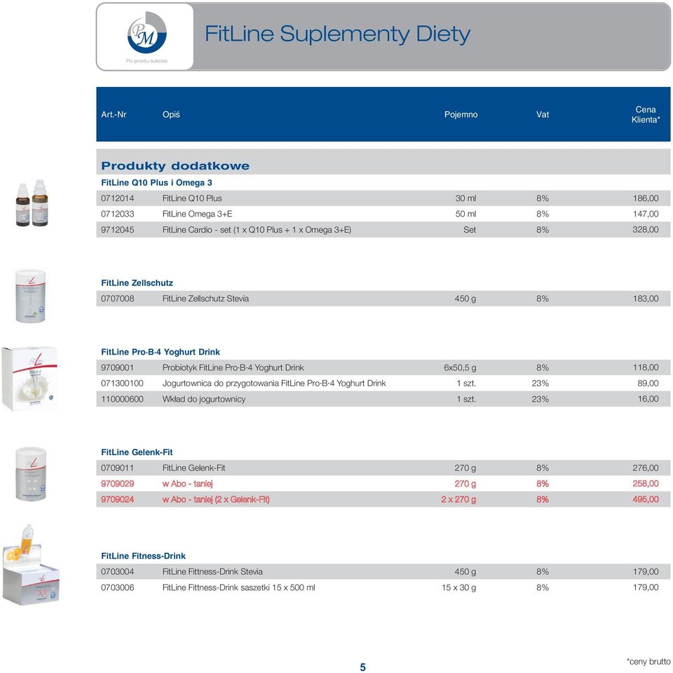 przygotowania FitLine Pro B 4 Yoghurt Drink 1 szt. 23% 89,00 110000600 Wk³ad do jogurtownicy 1 szt.