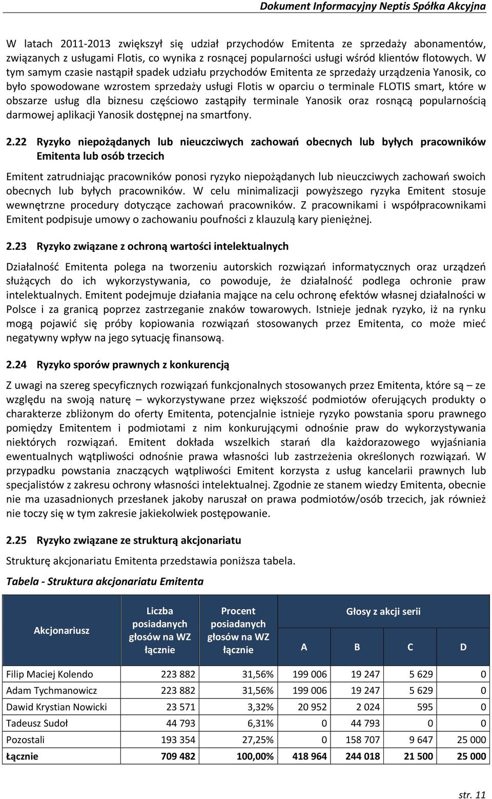 obszarze usług dla biznesu częściowo zastąpiły terminale Yanosik oraz rosnącą popularnością darmowej aplikacji Yanosik dostępnej na smartfony. 2.