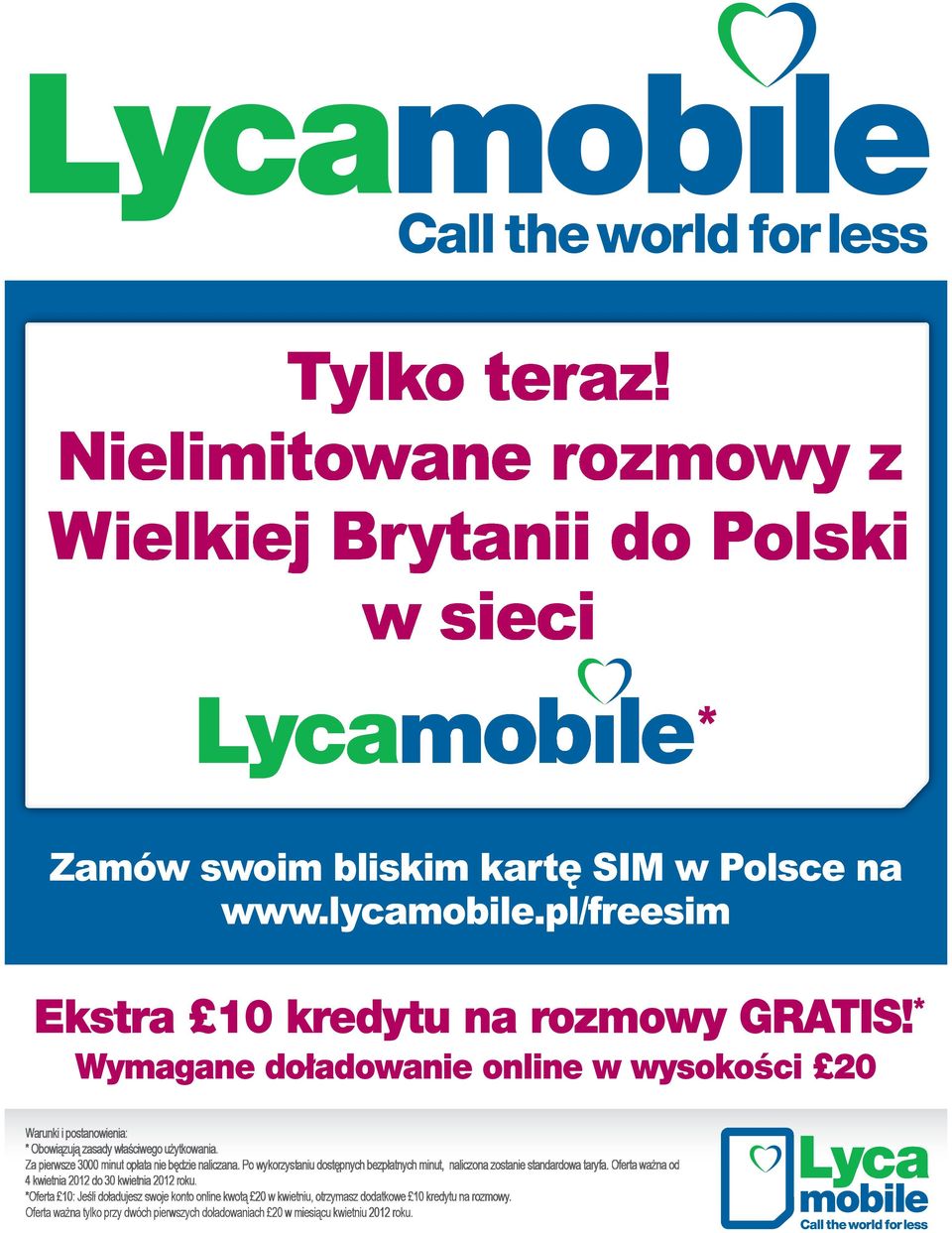 sieci * www.lycamobile.pl/freesim w.