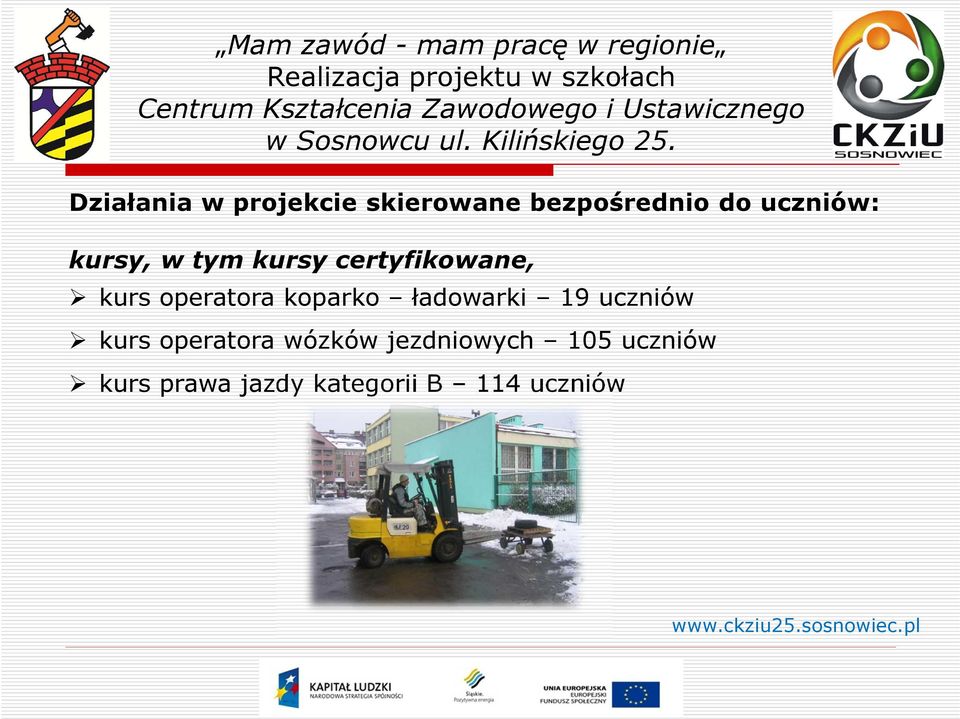 operatora koparko ładowarki 19 uczniów kurs operatora