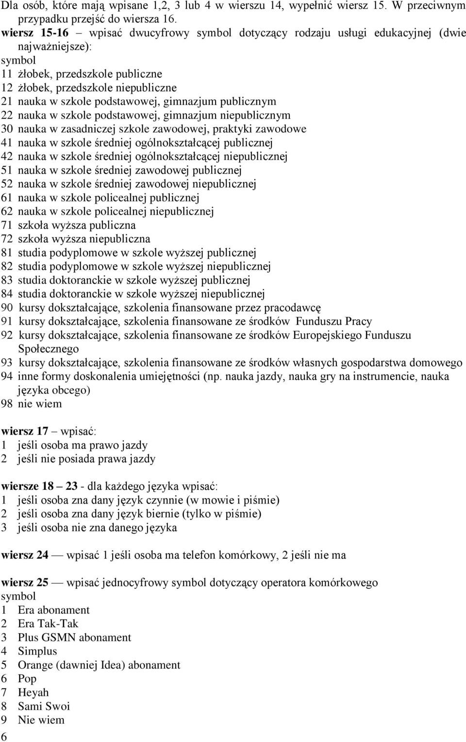 publicznym 22 nauka w szkole podstawowej, gimnazjum niepublicznym 30 nauka w zasadniczej szkole zawodowej, praktyki zawodowe 41 nauka w szkole średniej ogólnokształcącej publicznej 42 nauka w szkole